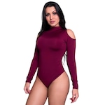 Body Fitness Mvb Modas Manga Longa Gola Alta Ombro - Feminino VINHO