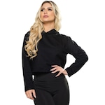 Blusão de Moletom Cropped com Capuz MVB Modas Flanelado - Feminino PRETO