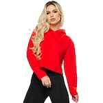 Blusão de Moletom Cropped com Capuz MVB Modas Flanelado - Feminino VERMELHO