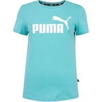 Camiseta Puma Manga Curta Essentials Logo - Feminina VERDE/BRANCO