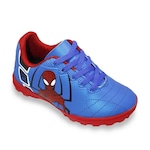 Chuteira Society Dray Marvel Homem-Aranha - Infantil AZUL/VERMELHO