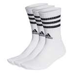 Kit de Meia adidas Adulto Cano Alto 3 Listras - 3 Pares BRANCO/PRETO