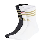 Kit de Meia adidas Adulto Cano Alto 3 Listras - 3 Pares Branco/Bege