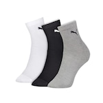 Kit Meia Cano Médio Puma Esportivas - 3 Pares - Feminino PRETO/BRANCO