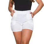 Shorts MVB Modas Cintura Alta Veludo Molhado - Feminino BRANCO