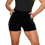 Shorts MVB Modas Cintura Alta Veludo Molhado - Feminino PRETO