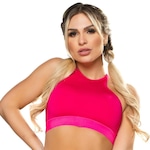 Top Fitness Cropped MVB Modas Suplex Cruzado Decote Recorte - Feminino ROSA