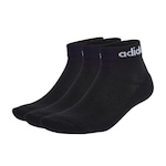 Meia Cano Baixo adidas Linear Ankle Cushioned - 3 Pares - Unissex PRETO