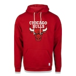 Blusão de Moletom com Capuz Canguru Chicago Bulls NBA Feltro Logo - Masculino VERMELHO