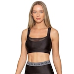 Top Fitness com Bojo Run More Shine Riscado - Feminino PRETO/BRANCO