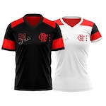 Kit do Flamengo Casal Retro Zico Braziline Oficial - Masculino e Feminino BRANCO/PRETO