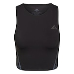 Top Fitness adidas Cropped Run Icons 3 Stripes - Feminino PRETO/CINZA