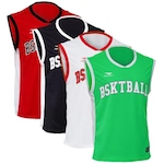 Kit Camisetas Regata Penalty Basquete 3x3 Pro - 4 unidades - Masculina VERMELHO/VERDE