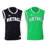 Kit Camisetas Regata Penalty Basquete 3x3 Pro - 2 unidades - Masculina PRETO/VERDE