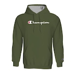 Blusão de Moletom com Capuz Champion Logo Script Ink - Masculino VERDE