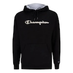 Blusão de Moletom com Capuz Champion Canguru Shadow Script - Masculino PRETO