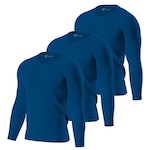 Kit de Camisas Térmica Segunda Pele Performance Moda Manga Longa com Proteção Solar 50+ - 3 Unidades - Masculina AZUL