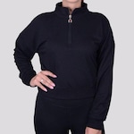 Blusão de Moletom Cropped Fila Basic Classic - Feminino PRETO