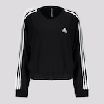 Blusão de Moletom com Capuz Cropped adidas 3 Stripes - Feminino PRETO