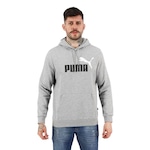 Blusão Puma com Capuz Masculino Essentials Big Logo CINZA/BRANCO