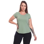 Camiseta Dellas Fit Dry Fit Manga Curta Baby Look Tshirt Básica Lisa Academia Treino Esporte - Feminina VERDE