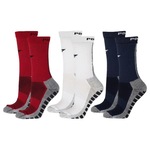 Kit Meiões Penalty Grip - 39 a 43 - 3 Pares - Masculina BRANCO/VERMELHO