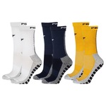 Kit Meiões Penalty Grip - 39 a 43 - 3 Pares - Masculina BRANCO/AMARELO