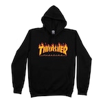 Blusão de Moletom Masculino Thrasher Ganguru Fechado Flame Logo PRETO