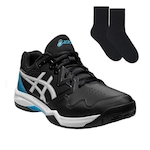 Kit Tênis Asics Gel-Dedicate 7 - Masculino + Meia PRETO/BRANCO