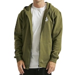 Blusão de Moletom com Capuz Volcom Aberto Iconic - Masculino VERDE ESCURO