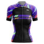 Camisa de Ciclismo BRK Babylook Abstract Fpu50+ - Feminina Roxo/Roxo Esc