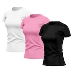 Kit de Camisas Térmica Adriben Dry Fit com Proteção Solar Academia - 3 Unidades - Feminina PRETO/BRANCO