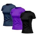 Kit de Camisas Térmica Adriben Dry Fit com Proteção Solar Academia - 3 Unidades - Feminina ROXO/AZUL