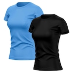 Kit de Camisas Térmica Adriben Dry Fit com Proteção Solar Academia - 2 Unidades - Feminina PRETO/AZUL