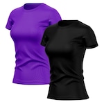 Kit de Camisas Térmica Adriben Dry Fit com Proteção Solar Academia - 2 Unidades - Feminina PRETO/ROXO