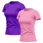 Kit de Camisas Térmica Adriben Dry Fit com Proteção Solar Academia - 2 Unidades - Feminina ROSA/ROXO