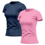 Kit de Camisas Térmica Adriben Dry Fit com Proteção Solar Academia - 2 Unidades - Feminina ROSA/AZUL