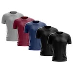 Kit de Camisas Térmica Adriben Dry Fit com Proteção Solar - 5 Unidades - Masculina VINHO/CINZA