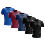 Kit de Camisas Térmica Adriben Dry Fit com Proteção Solar - 5 Unidades - Masculina PRETO/VINHO