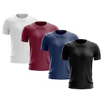 Kit de Camisas Térmica Adriben Dry Fit com Proteção Solar - 4 Unidades - Masculina PRETO/VINHO