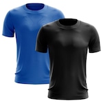 Kit de Camisas Térmica Adriben Dry Fit com Proteção Solar - 2 Unidades - Masculina PRETO/AZUL