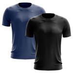 Kit de Camisas Térmica Adriben Dry Fit com Proteção Solar - 2 Unidades - Masculina AZUL/PRETO