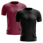 Kit de Camisas Térmica Adriben Dry Fit com Proteção Solar - 2 Unidades - Masculina PRETO/VINHO