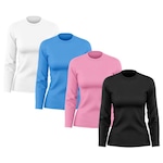 Kit de Camisas Térmica Adriben Dry Fit Manga Longa com Proteção Solar - 4 Unidades - Feminino PRETO/BRANCO