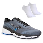 Kit Tênis Mizuno Wave Falcon 4 + Par de Meia - Masculino CINZA