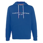 Blusão de Moletom com Capuz Canguru Tommy Hilfiger Logo Hoody - Masculino AZUL