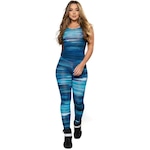 Macacão Fitness MVB Modas Longo Suplex - Feminino AZUL/BRANCO