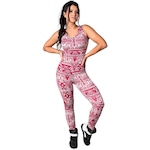 Macacão Fitness MVB Modas Longo Suplex - Feminino BRANCO/ROSA