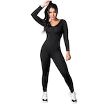 Macacão Fitness MVB Modas Longo 3/4 Costa Fechada Fitness Suplex - Feminino PRETO