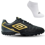 Kit Umbro: Chuteira Society Attak + Meia - Masculino PRETO/CINZA